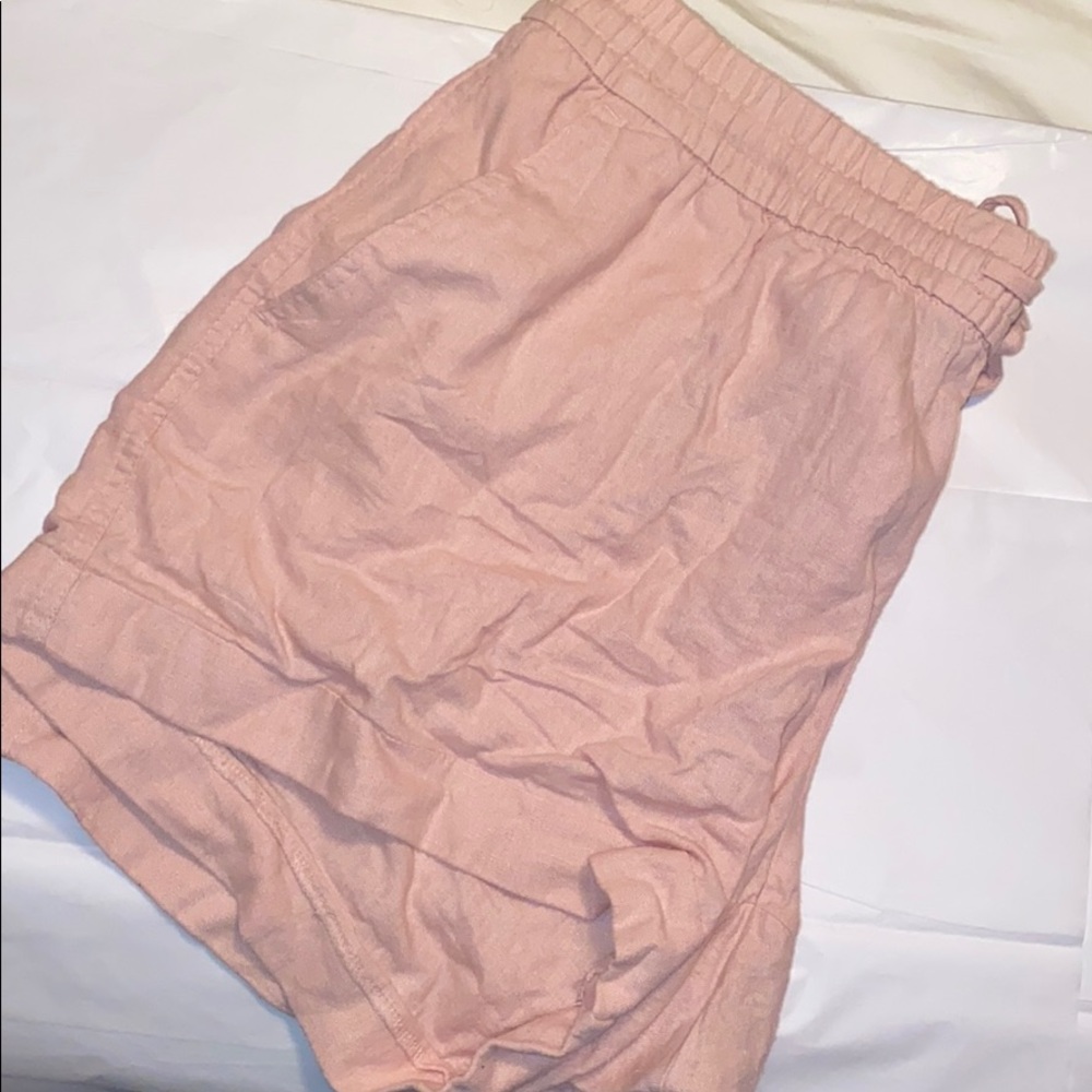 light pink linen drawstring shorts women’s large